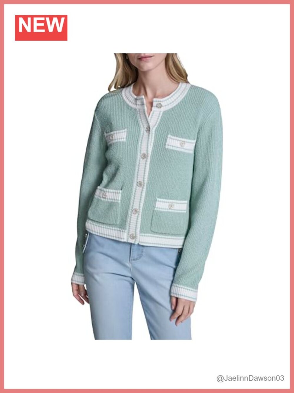 Karl Lagerfeld 4-Pocket Button Front Classic Cardigan Sweater Long Sleeve